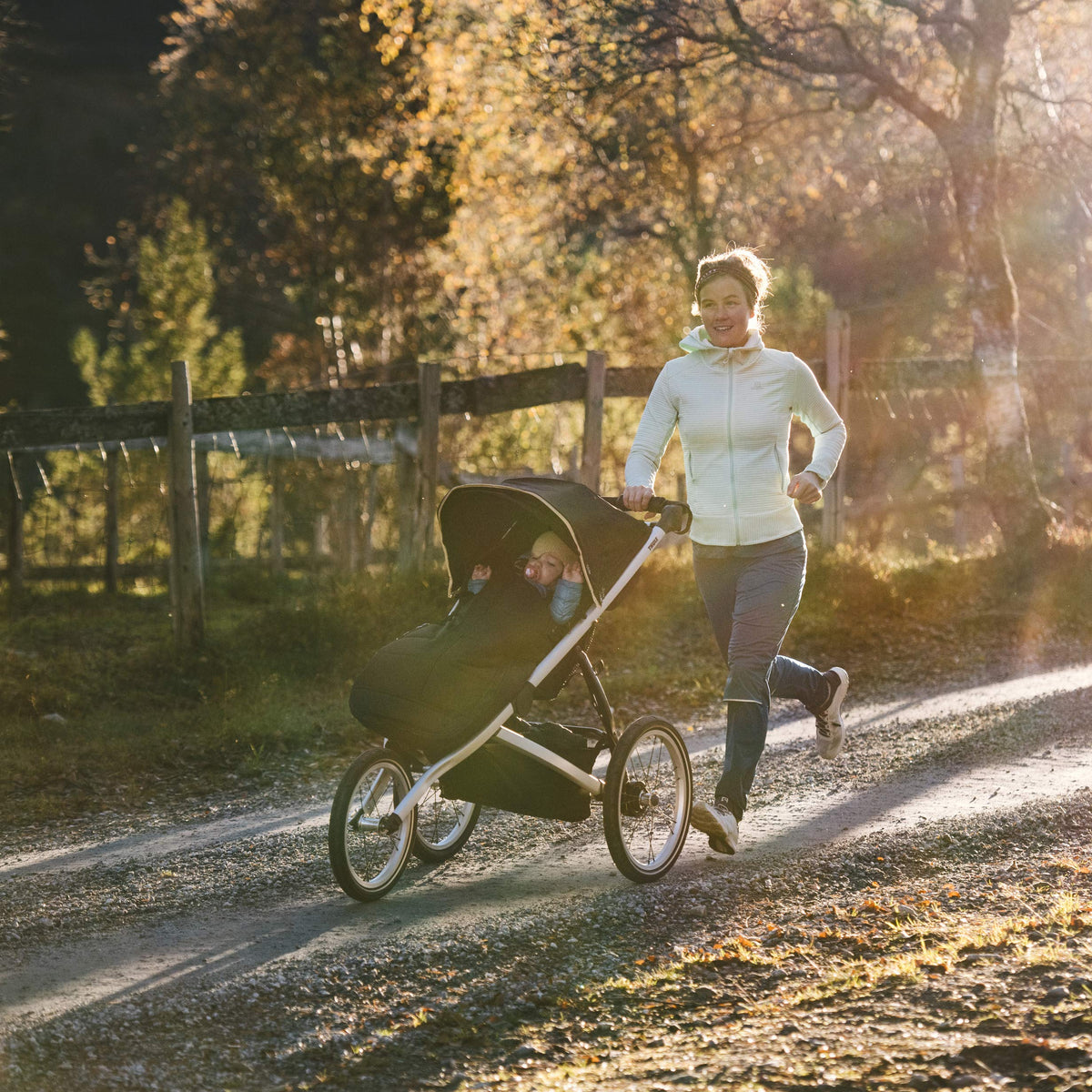 Thule Glide Performance Jogging Stroller – Fixed 16" Front Wheel, Hand Brake, Compact Fold (Black/Blue)