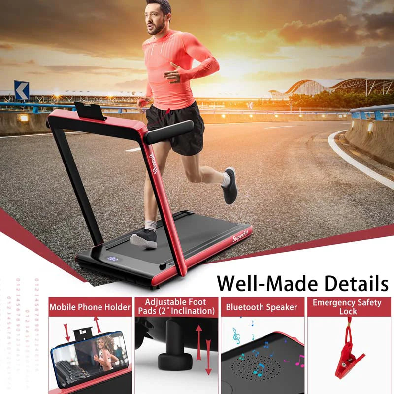 2-in-1 Folding Under Desk Treadmill – 2.25 HP, 0.6–7.5 mph, App, Speaker & Remote