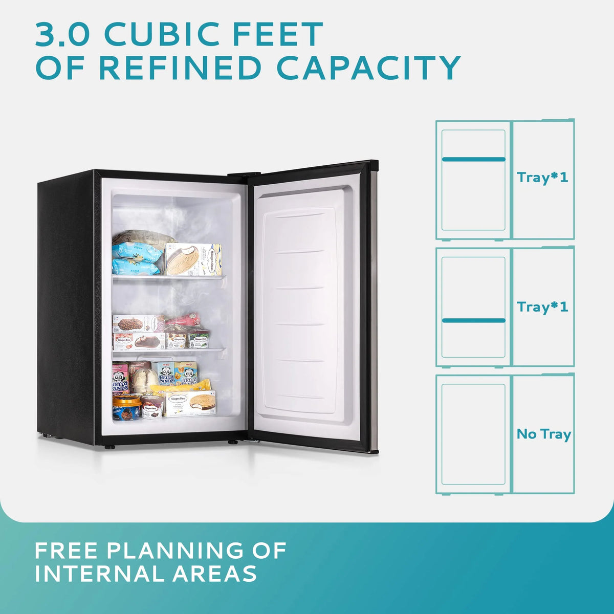 EUHOMY 3.0 cu ft Compact Upright Freezer – Single Door Mini Freezer, 7-Level Thermostat, Silver