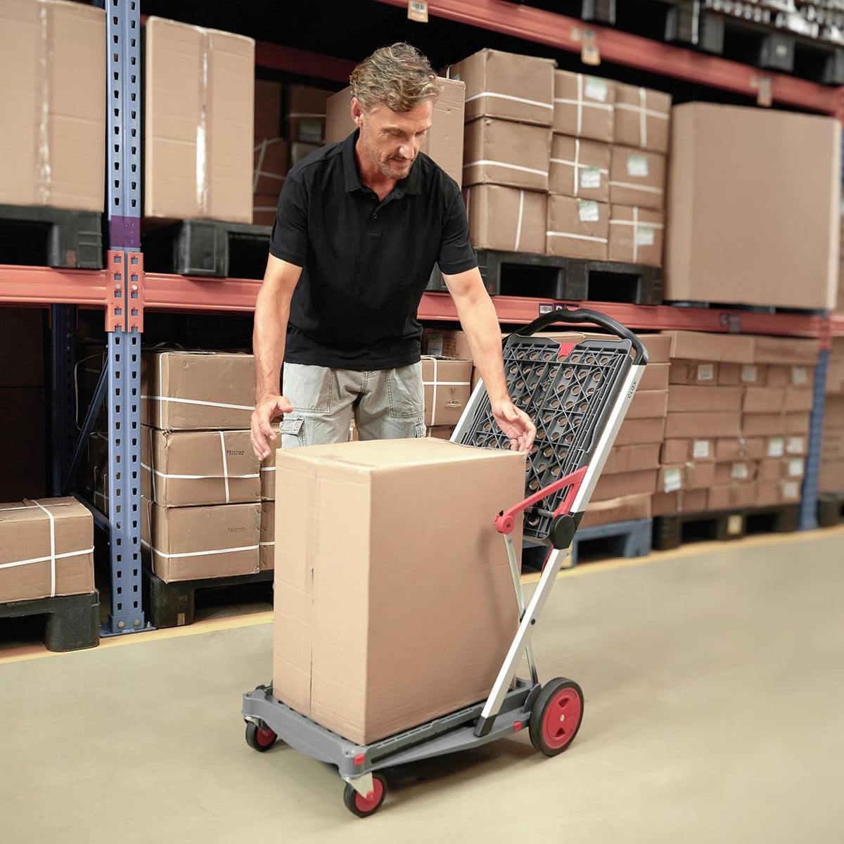 CLAX Folding Collapsible Transport Trolley – Aluminium Frame, Storage Crate, 132 lb Load