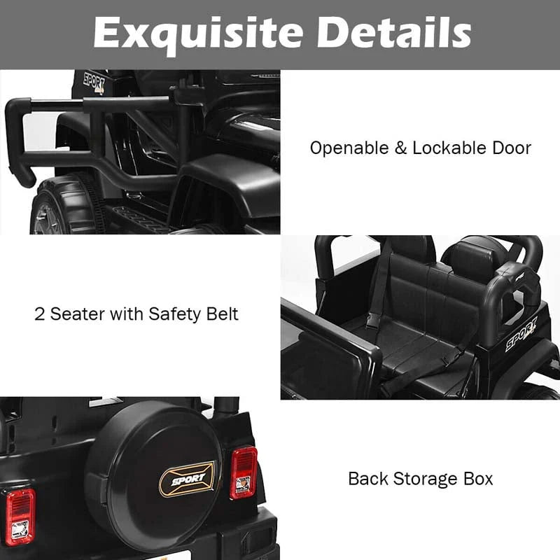 12V 2-Seater Kids Ride-On Truck with Remote Control, Storage, LED Lights and Music, Ages 3+
