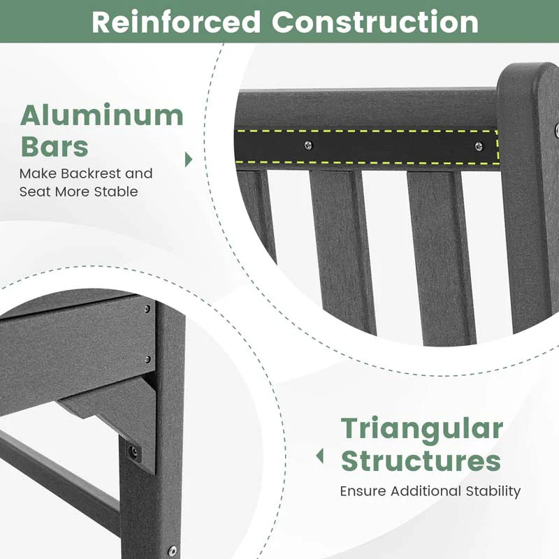 50 in All-Weather HDPE Garden Bench – 2-Person Outdoor Patio Loveseat, 705 lb Capacity (Grey)