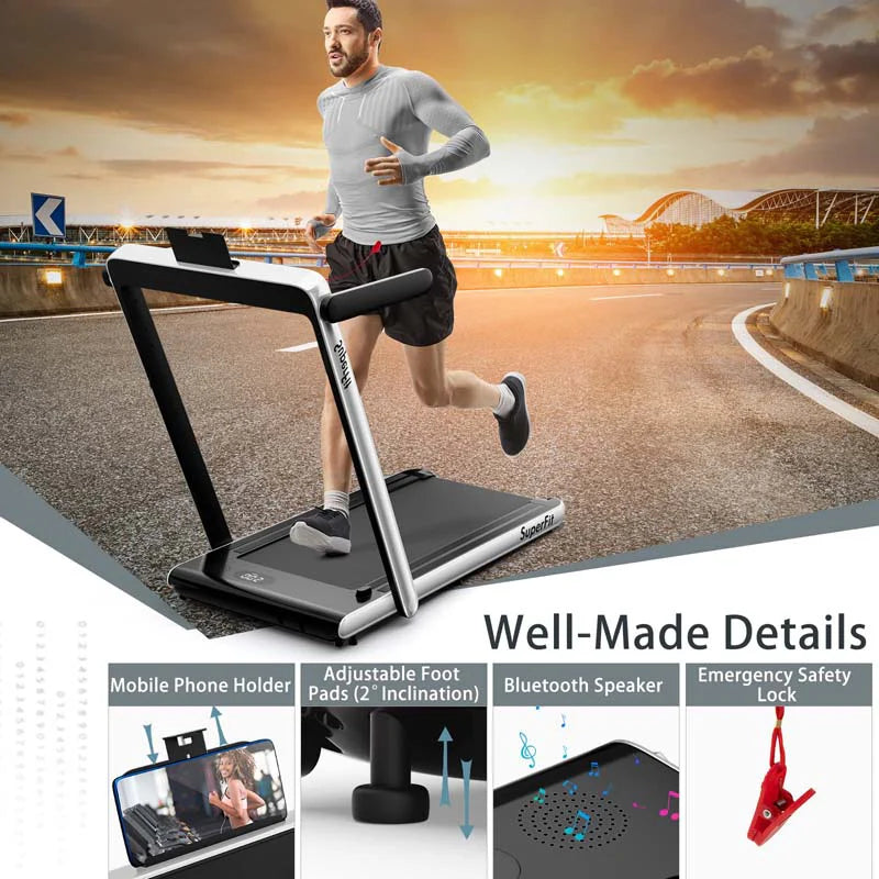 2-in-1 Folding Under Desk Treadmill – 2.25 HP, 0.6–7.5 mph, App, Speaker & Remote