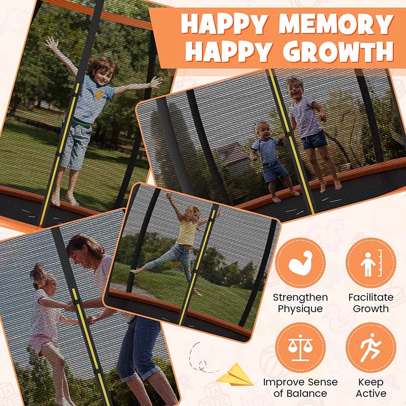 Outdoor Trampoline with Enclosure Net, Ladder & Safety Pad – 8/10/12 ft, ASTM Approved