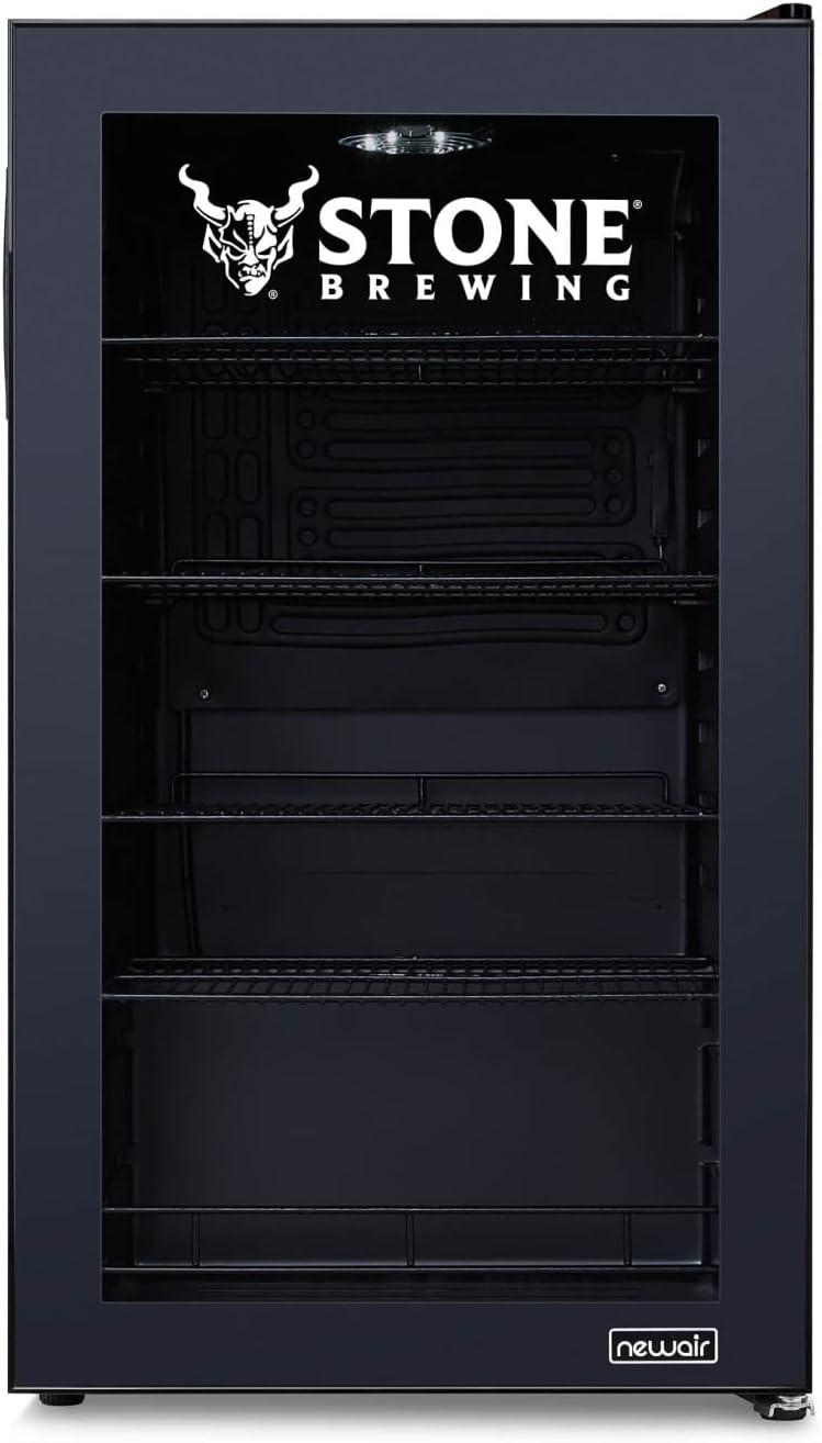 NewAir 126 Can Beverage Refrigerator – Freestanding Mini Fridge, Glass Door, LED, 7 Settings