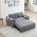 Grey tufted velvet 3-in-1 convertible loveseat sleeper sofa bed