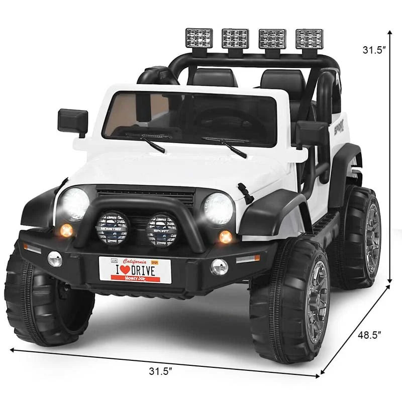 12V 2-Seater Kids Ride-On Truck with Remote Control, Storage, LED Lights and Music, Ages 3+
