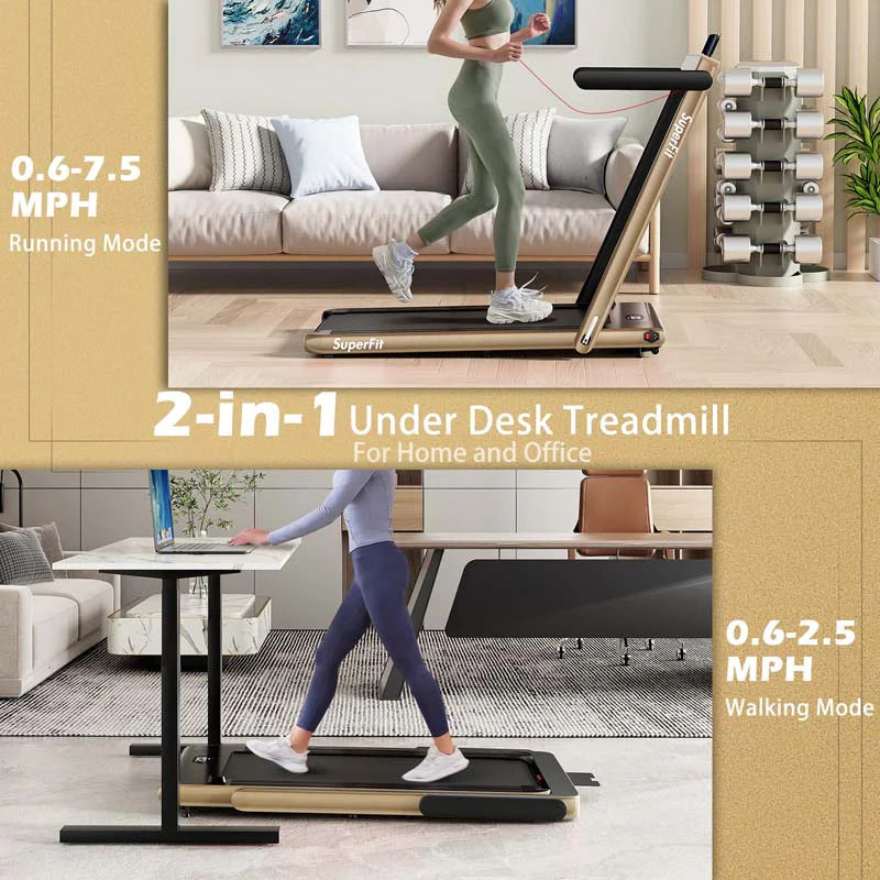2-in-1 Folding Under Desk Treadmill – 2.25 HP, 0.6–7.5 mph, App, Speaker & Remote
