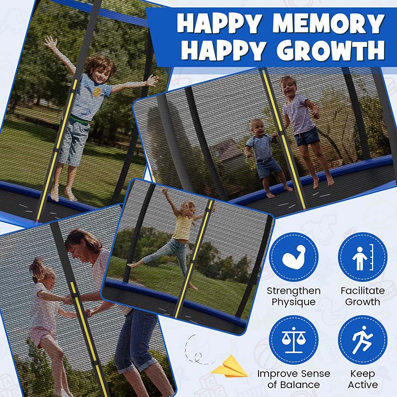 Outdoor Trampoline with Enclosure Net, Ladder & Safety Pad – 8/10/12 ft, ASTM Approved