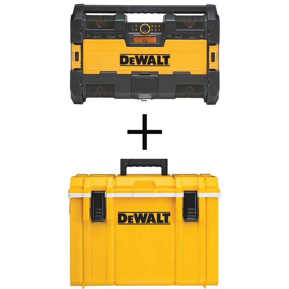 DEWALT ToughSystem radio stacked on a ToughSystem cooler combo
