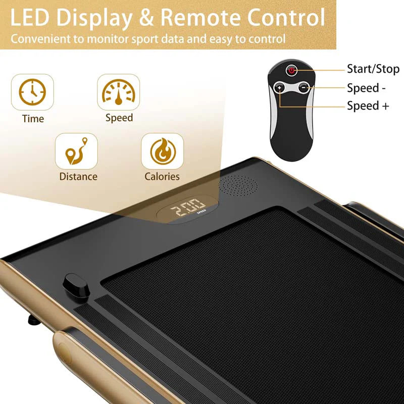 2-in-1 Folding Under Desk Treadmill – 2.25 HP, 0.6–7.5 mph, App, Speaker & Remote