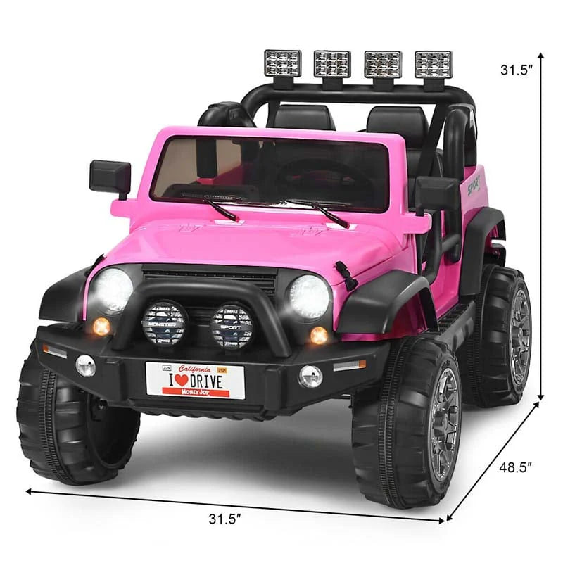 12V 2-Seater Kids Ride-On Truck with Remote Control, Storage, LED Lights and Music, Ages 3+