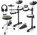 Black Donner DED-80 electronic drum set with mesh pads and throne