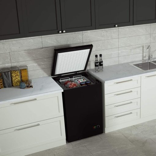 Northair 3.5 cu ft Chest Freezer, Black, 2 Removable Baskets, 7-Level Thermostat, Quiet Compact Design