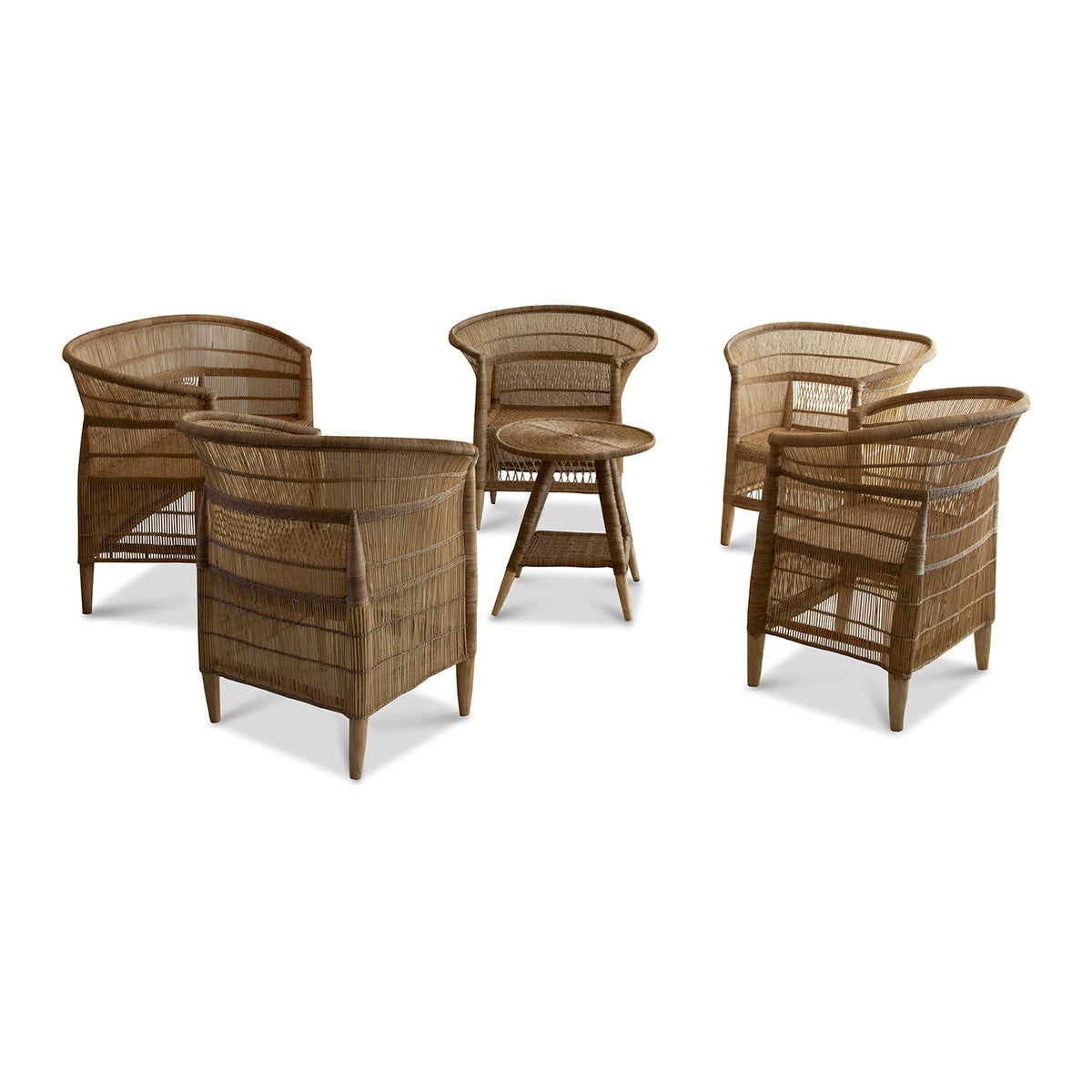 Natural Handwoven Malawi Cane Furniture – Chair, Table & Loveseat