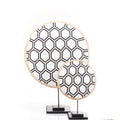 Black & White Beaded Cameroon Shield on Stand – Hexagon Pattern