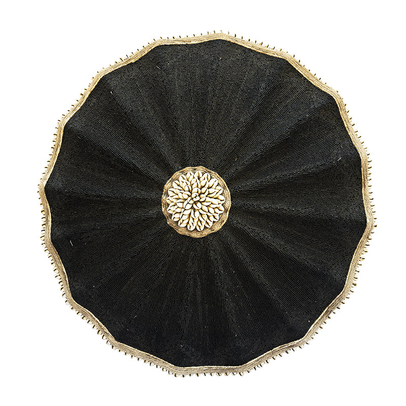 Black Beaded Cameroon Umbrella Shield on Stand