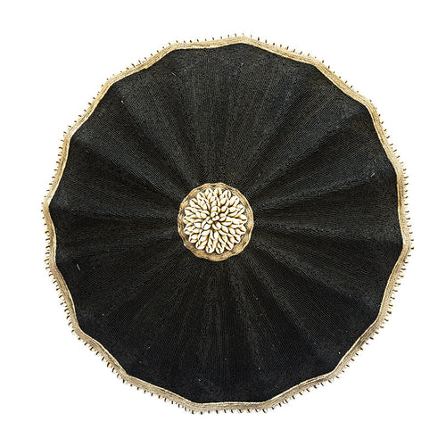 Black Beaded Cameroon Umbrella Shield on Stand